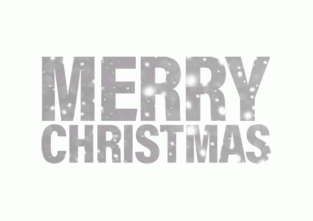 White Christmas card with snow animated Merry Christmas text