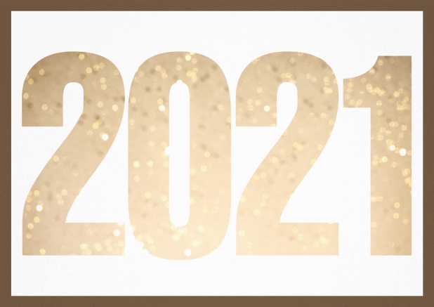 Neujahr Grusskarte mit ausgeschnittener 2021 für eigenes Foto Gold.