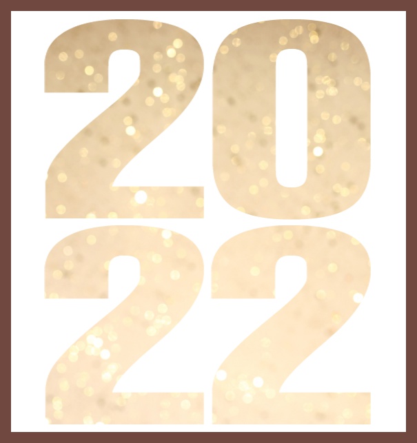 Online Grusskarte mit ausgeschnittener Zahl 2022 in Großformat Gold.