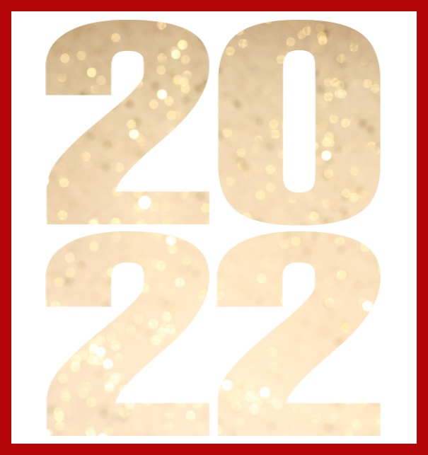 Online Grusskarte mit ausgeschnittener Zahl 2022 in Großformat Rot.