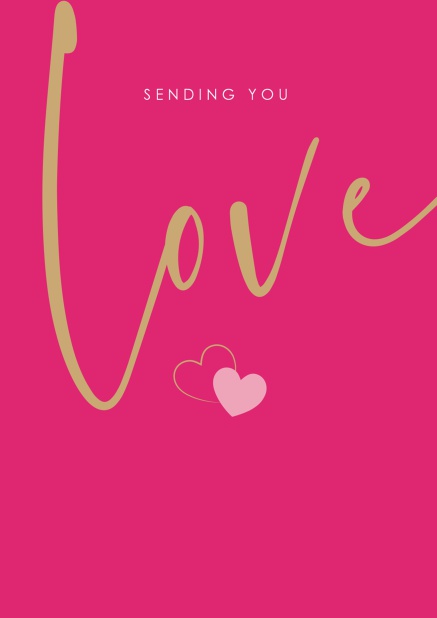 Online Pink Greeting card with golden Love