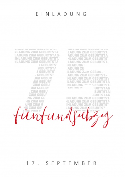 Online Einladungskarte zum 75. Geburtstag