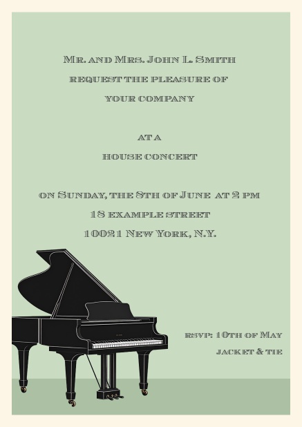 Online invitation card with piano Beige.