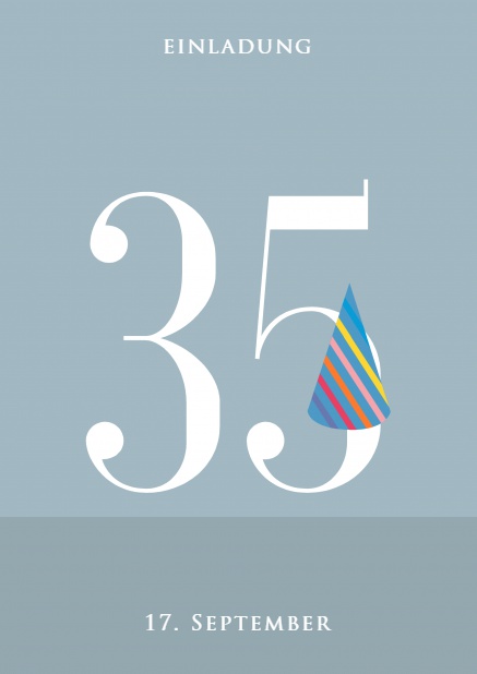 35 mit Partyhut - Gelb - 30. Geburtstag Online Einladungskarte mit 35 und buntem Partyhut Gelb.
