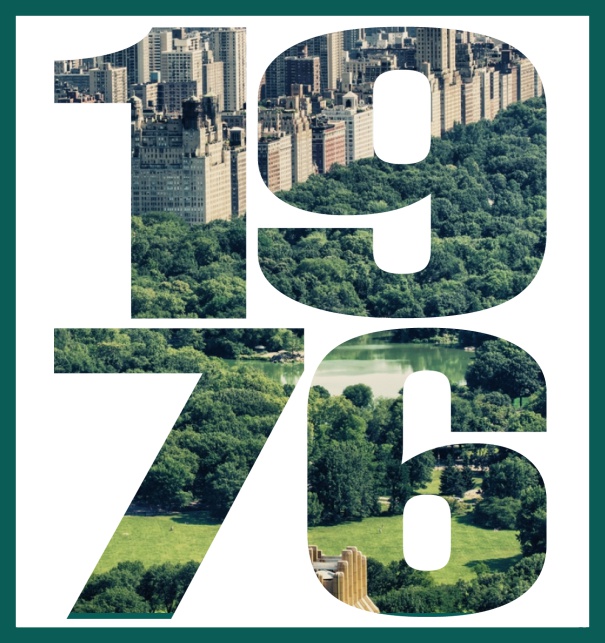 Online Einladungskarte mit ausgeschnittener 1976 für eigenes Foto Grün.