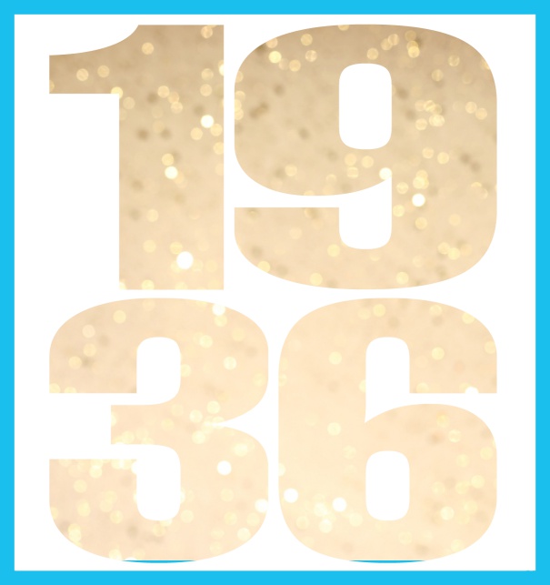 Oniine invitation card with cut out 1936 for own photo Blue.