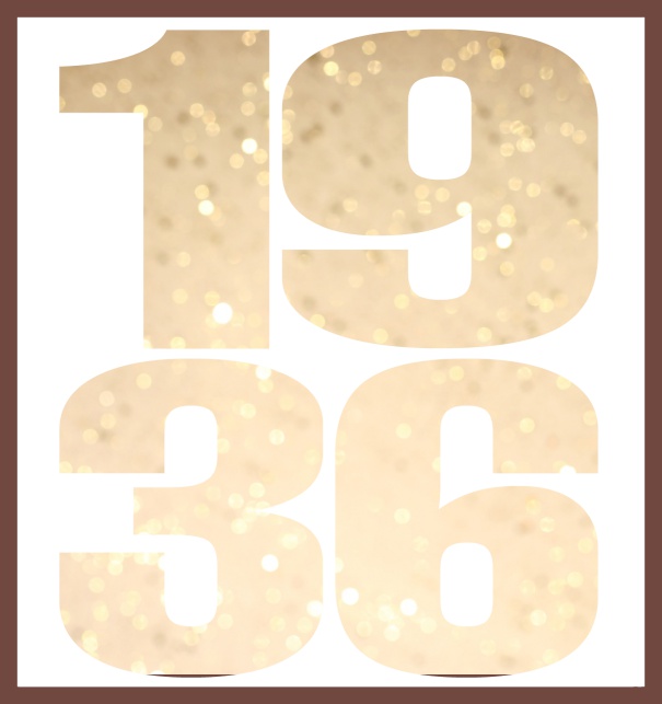 Oniine invitation card with cut out 1936 for own photo Gold.