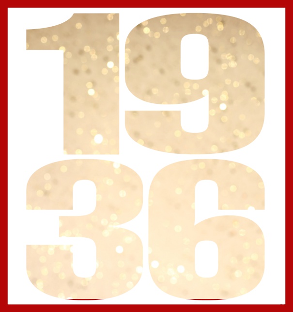 Oniine invitation card with cut out 1936 for own photo Red.