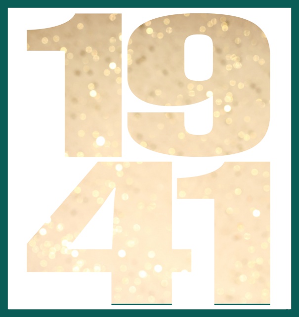 Online Invitation card in large format with cut out 1941 for an own photo or image. Green.