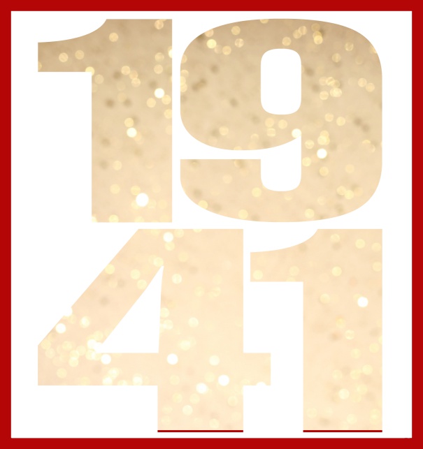 Online Invitation card in large format with cut out 1941 for an own photo or image. Red.