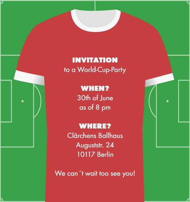 Online Invitation with Austrian National Soccer/Football Jersey Design