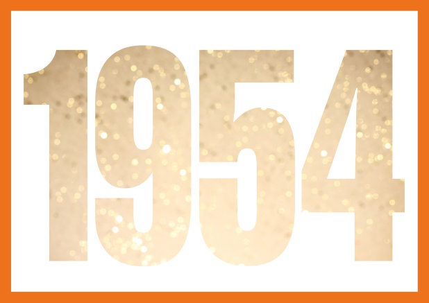 founded 1954 - Orange - 70th Birthday Online Invitation card with cut out 1954 for optional own photo Orange.