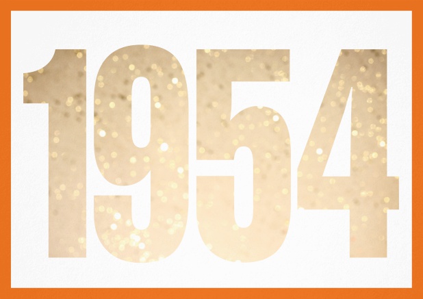 founded 1954 - Orange - 70th Birthday Invitation card with cut out 1954 for optional own photo Orange.