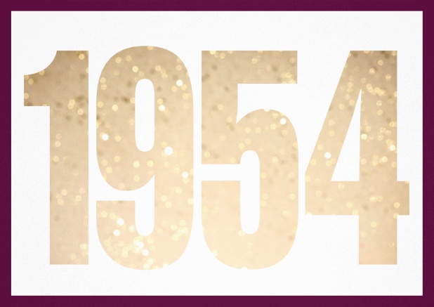 founded 1954 - Purple - 70th Birthday Invitation card with cut out 1954 for optional own photo Purple.