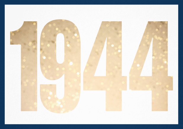 founded 1944 - Navy - 80th Birthday Invitation card with cut out 1944 for optional own photo Navy.