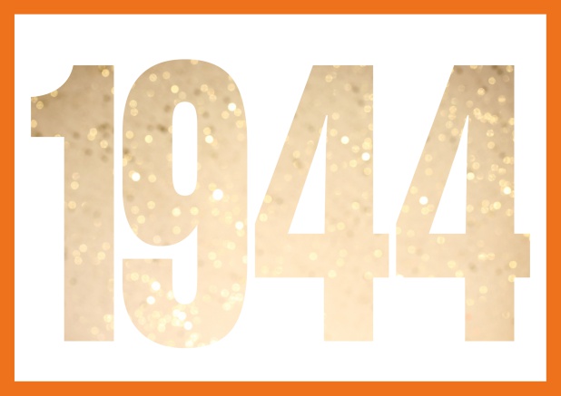 founded 1944 - Orange - 80th Birthday Online Invitation card with cut out 1944 for optional own photo Orange.