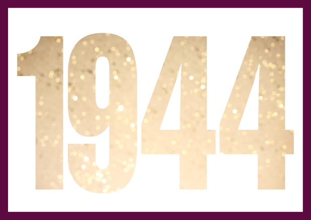 founded 1944 - Purple - 80th Birthday Online Invitation card with cut out 1944 for optional own photo Purple.