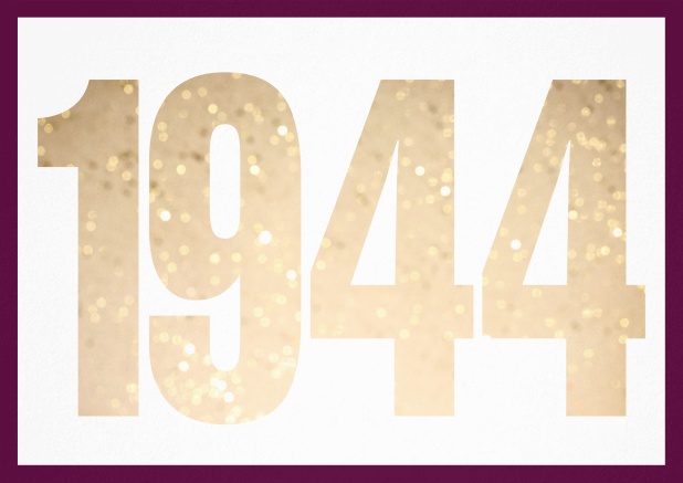 founded 1944 - Purple - 80th Birthday Invitation card with cut out 1944 for optional own photo Purple.