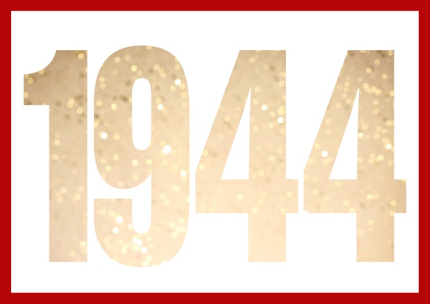 Online Invitation card with cut out 1944 for optional own photo Red.