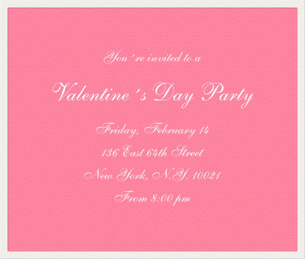 Pink Love Letter Invitation with White Border.