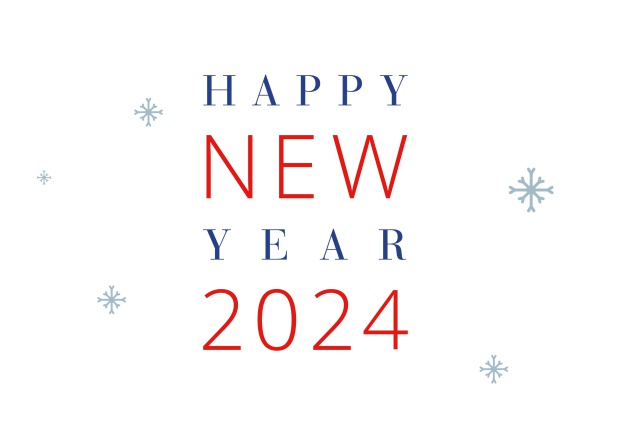 HNY Red, Whte and Blue - New Year´s Greetings Online Happy New Year 2024 card with blue snow flakes