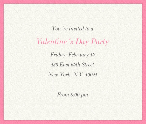 White Love Letter Invitation with Pink Border.