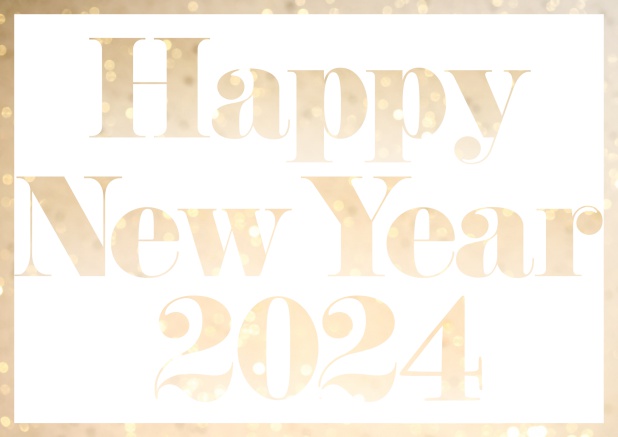 Online Card with cut out Happy New Year 2024 for your own image Green.