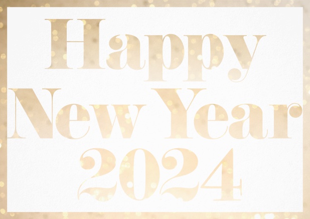 Karte mit ausgeschnittener Happy New Year 2024 Text für eigenes Foto Rot.