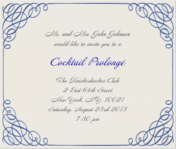 White, classic Wedding Invitation Template with calligraphic border.