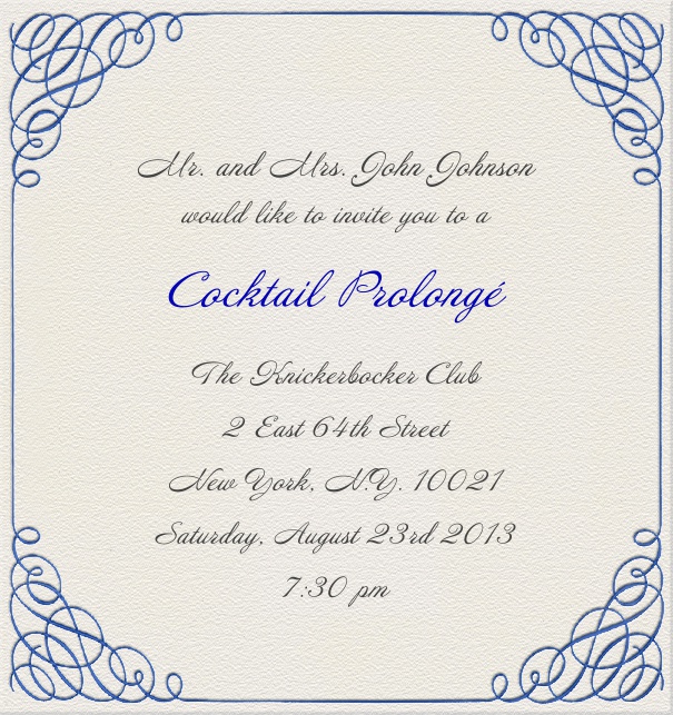 White, classic Wedding Invitation Template with calligraphic border.