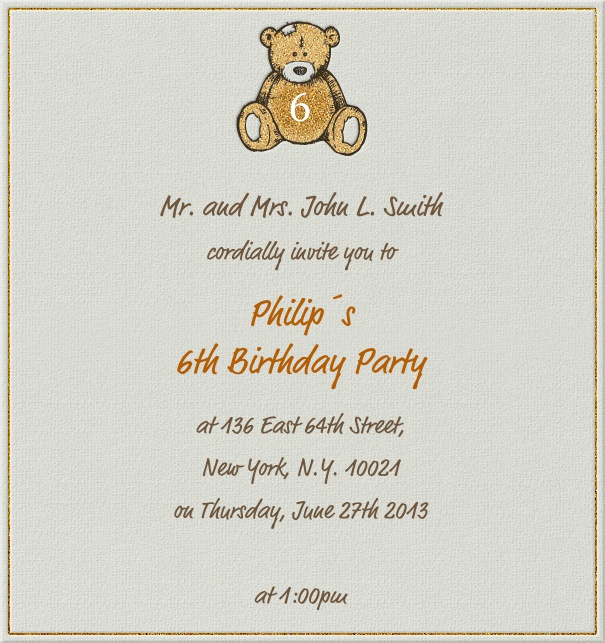 High Format Teddy Bear Customizable Birthday Invitation or Anniversary Invitation Template.