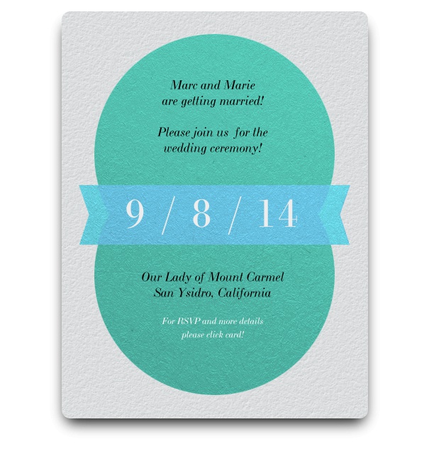 Weser Riverside - Free designs Simple design of white, blue and turquoise chic modern party invitation card with a date field.