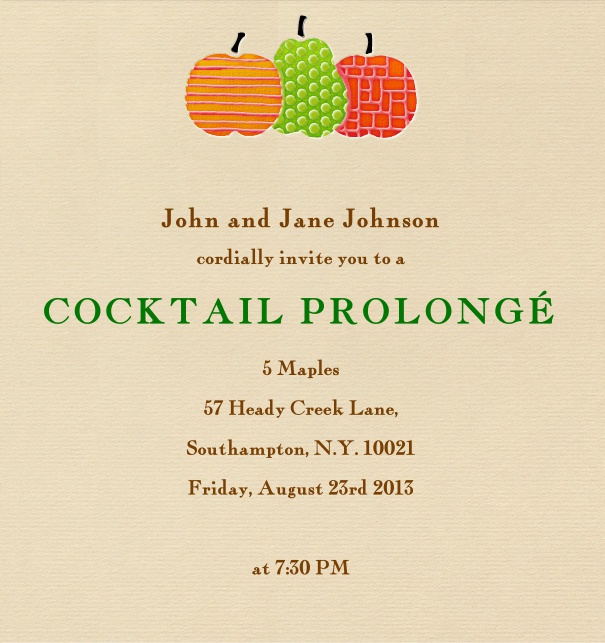 High Format Tan Invitation Design with Colorful Fruits Customizable.