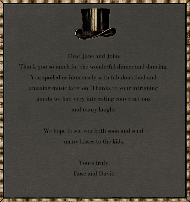 High Grey Celebration Card with Top Hat.