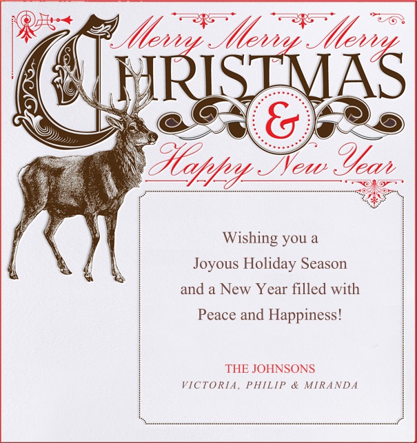 Online Christmas Card with Reindeer and Christmas Header.