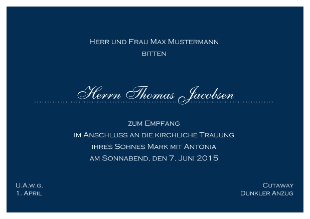 Nacht in Nizza - Marine - Klassische Einladungskarten Online Klassische Karte mit weißem Rahmen und weißer Schrift. Marine.