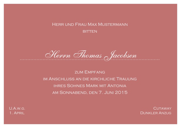 Nacht in Nizza - Rosa - Klassische Einladungskarten Online Klassische Karte mit weißem Rahmen und weißer Schrift. Rosa.