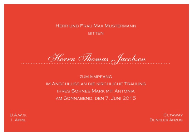 Nacht in Nizza - Rot - Klassische Einladungskarten Online Klassische Karte mit weißem Rahmen und weißer Schrift. Rot.