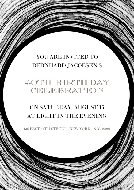 Online invitation with circles for 40th birthday.