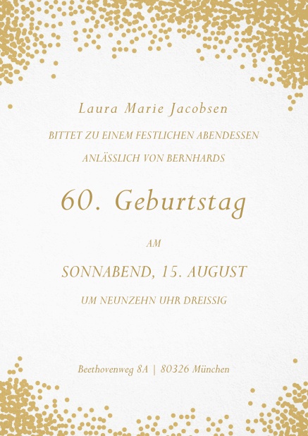 Einladung mit Glitzerecken zum 60. Geburtstag.