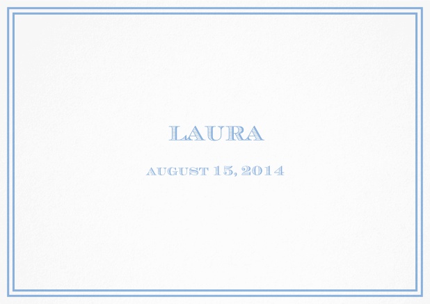 Classic Birth Announcement card wiith double line frame including photos and editable text. Blue.