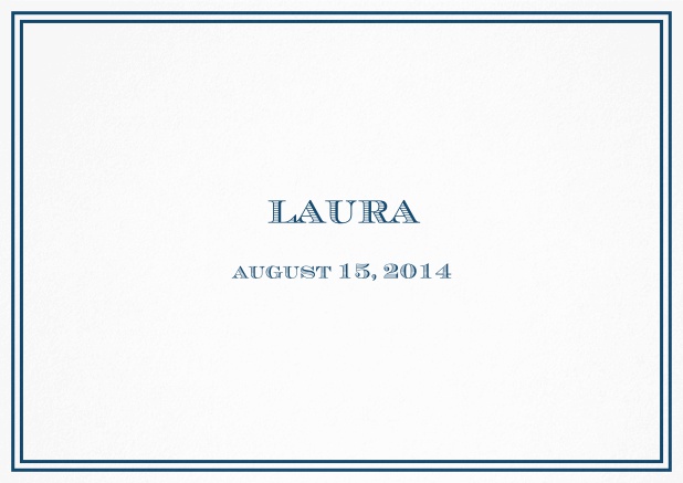 Classic Birth Announcement card wiith double line frame including photos and editable text. Navy.