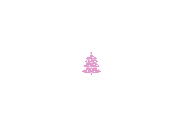 Onlie Einladungskarte zur Weihnachtsrfeier mit kleinem Weihnachtsbaum mit bunten Weihnachtsschmuck. Rosa.