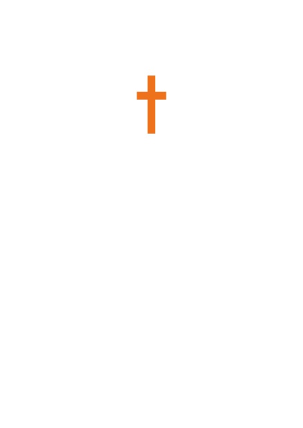 Klassische Online Einladungskarte zur Konfirmation, Kommunion oder Taufe mit Kreuz in mehreren Farbvariationen. Orange.