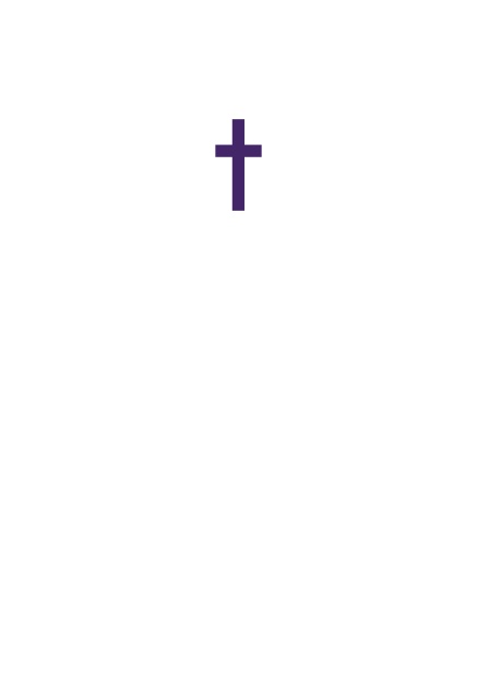 Klassische Online Einladungskarte zur Konfirmation, Kommunion oder Taufe mit Kreuz in mehreren Farbvariationen. Lila.