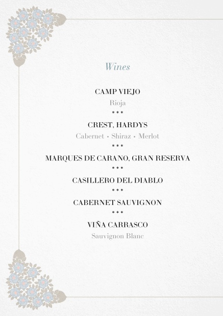 corner ornaments menu menu cards