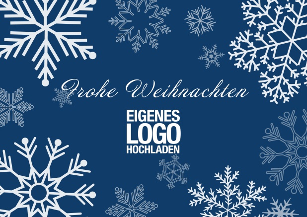 Online Weihnachtskarte geschäftlich mit großen weißen Schneeflocken Marine.