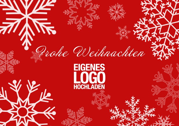 Online Weihnachtskarte geschäftlich mit großen weißen Schneeflocken