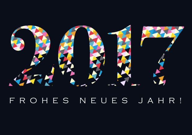 Online Frohes Neues Jahr wünschen bunt und munter. Schwarz.