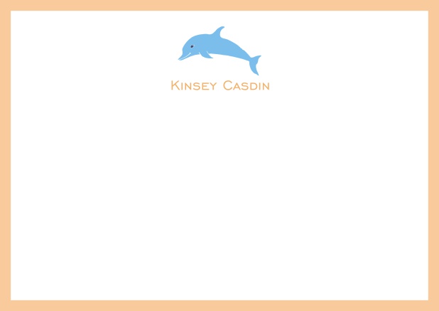 Gestalbare online Briefkarte mit illustriertem Delfin und Rahmen in verschiedenen Farben. Orange.